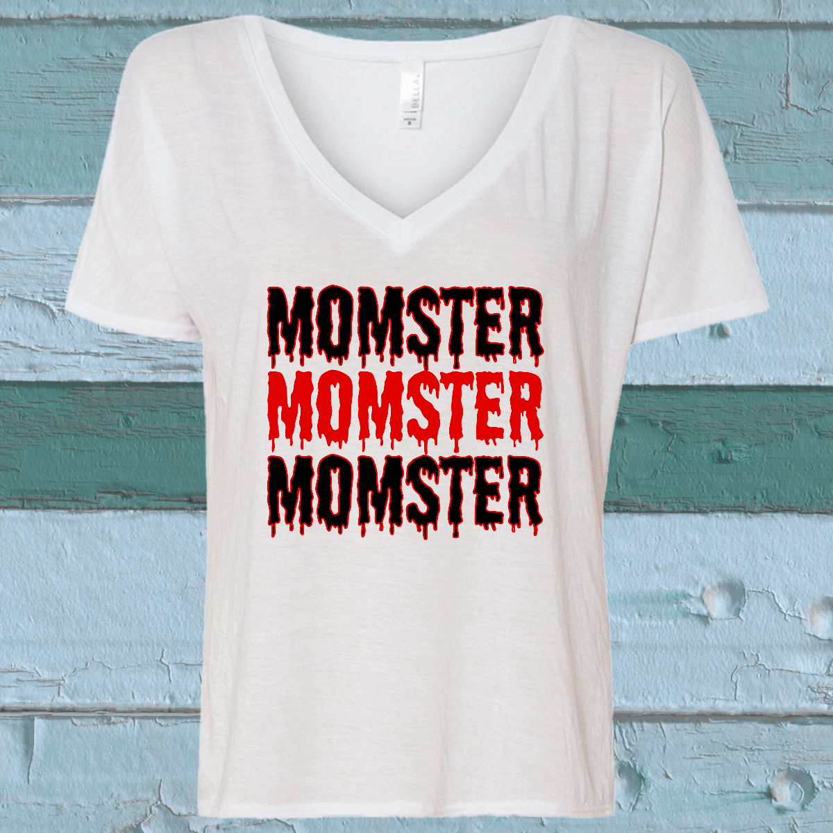 Momster Halloween Sublimated Graphic Ladies V-neck T-shirts