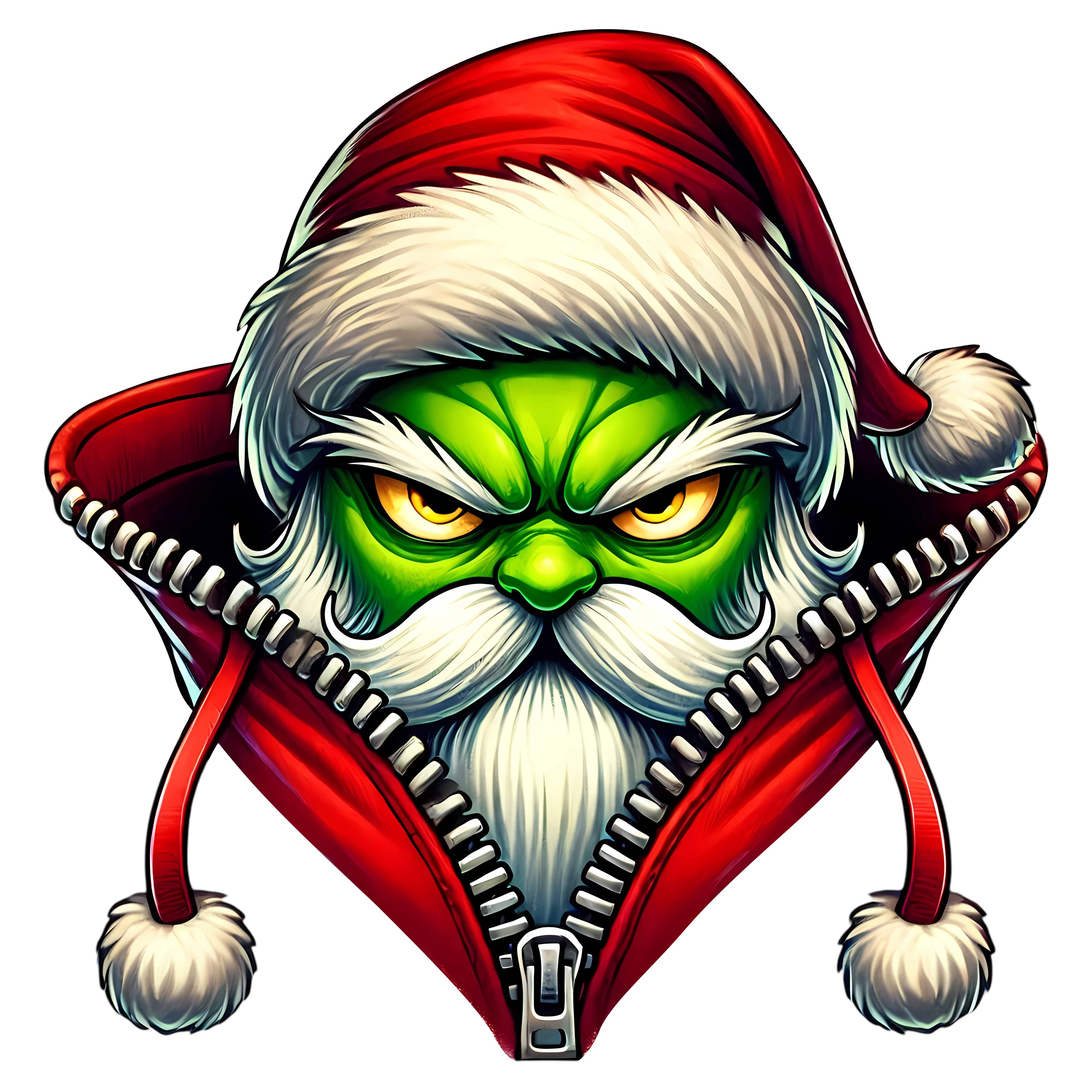 Illustration of a character wearing a red Santa hat and jacket with a white beard.