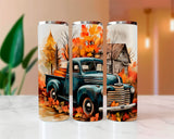 Autumn Blue Truck 2 Sublimated Skinny Tumblers