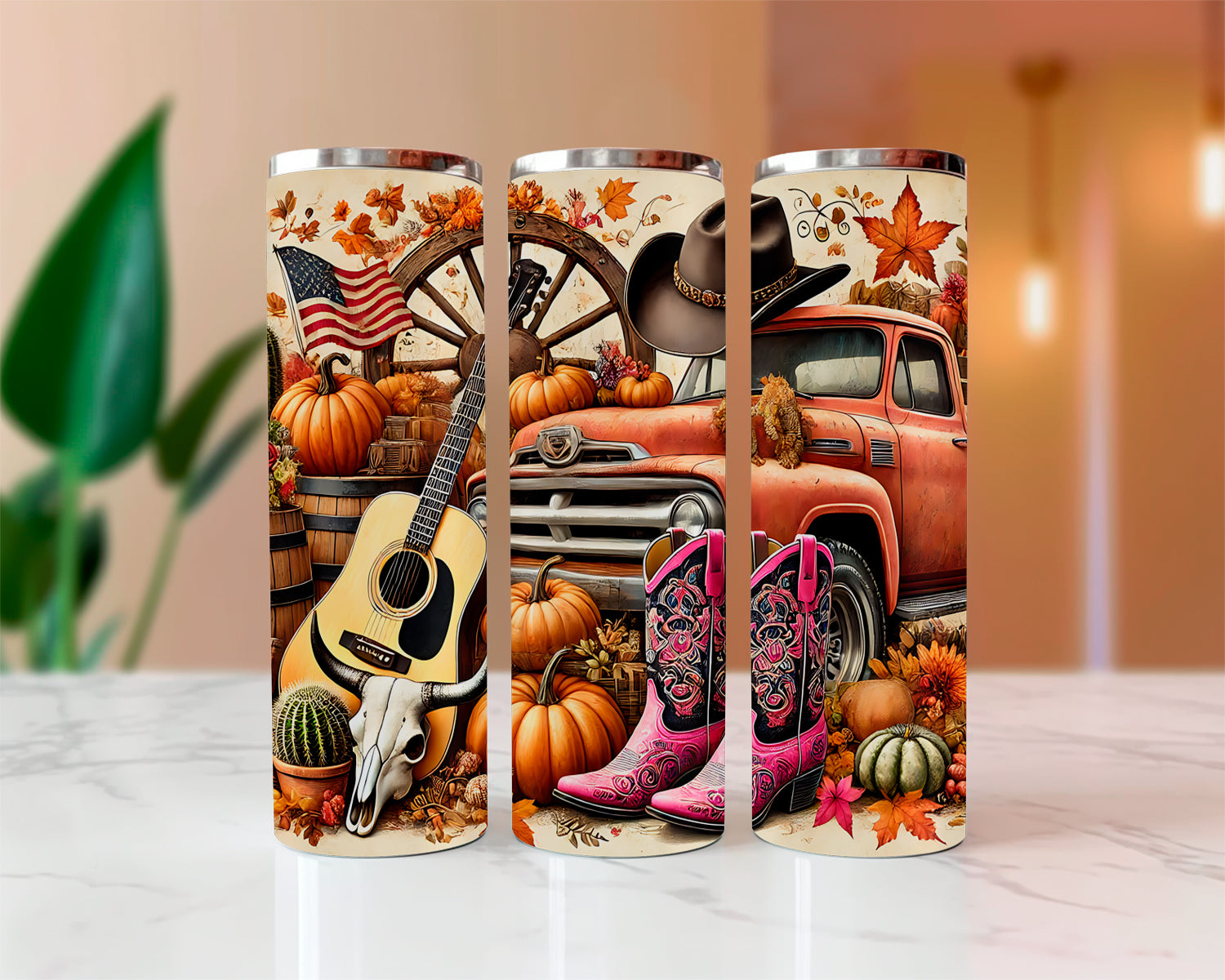 Autumn Country Girl Sublimated Skinny Tumblers