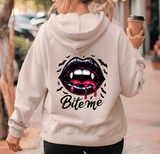 Bite Me Lips Halloween HTV Graphic Ladies Full Zip Hoodies