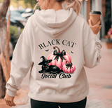Black Cat Social Club Halloween HTV Graphic Ladies Full Zip Hoodies