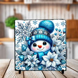 Blue Snowman Christmas Sublimated Square Photo Slates