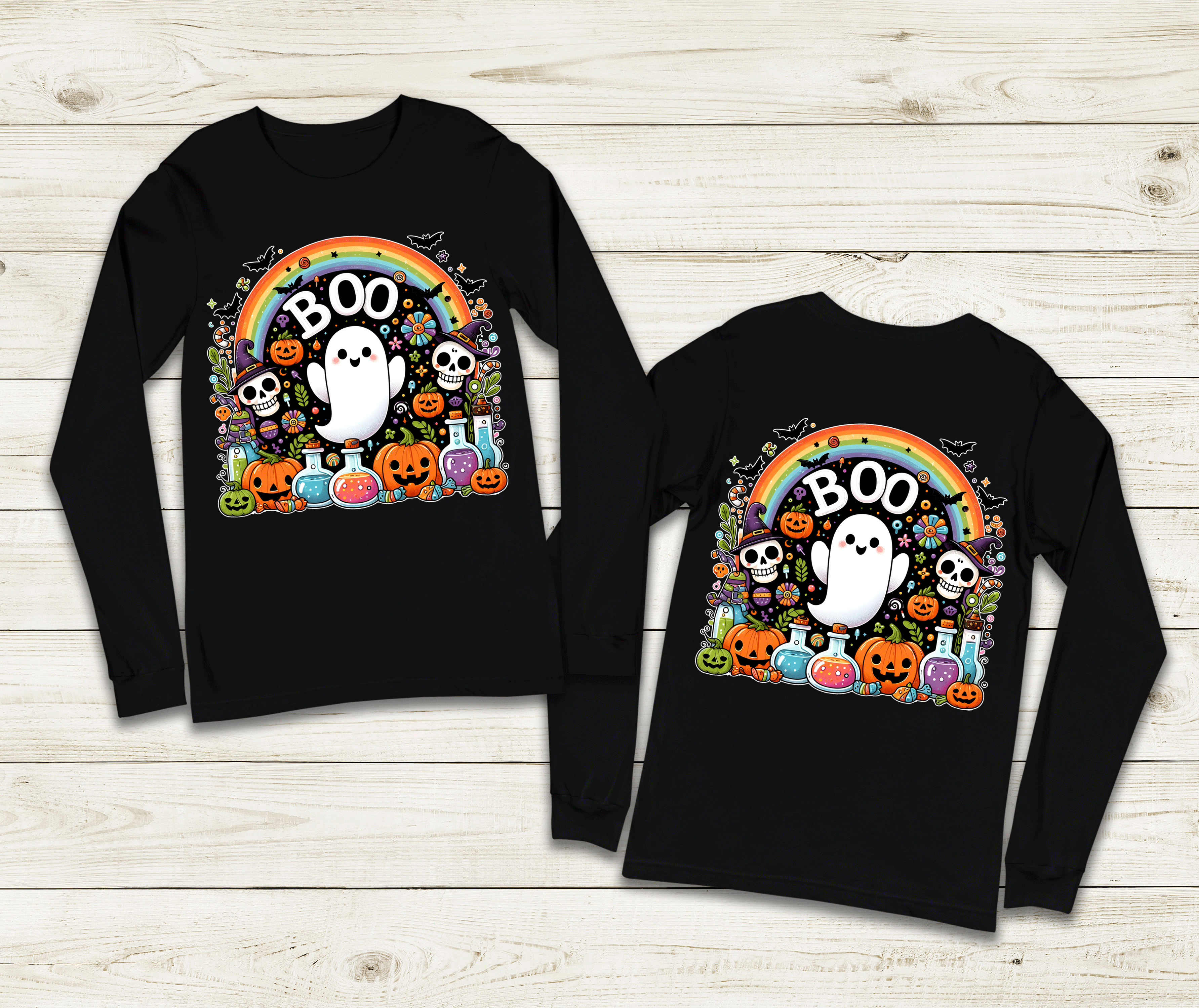 Boo Party Halloween HTV Graphic Unisex Youth Long Sleeve T-shirts