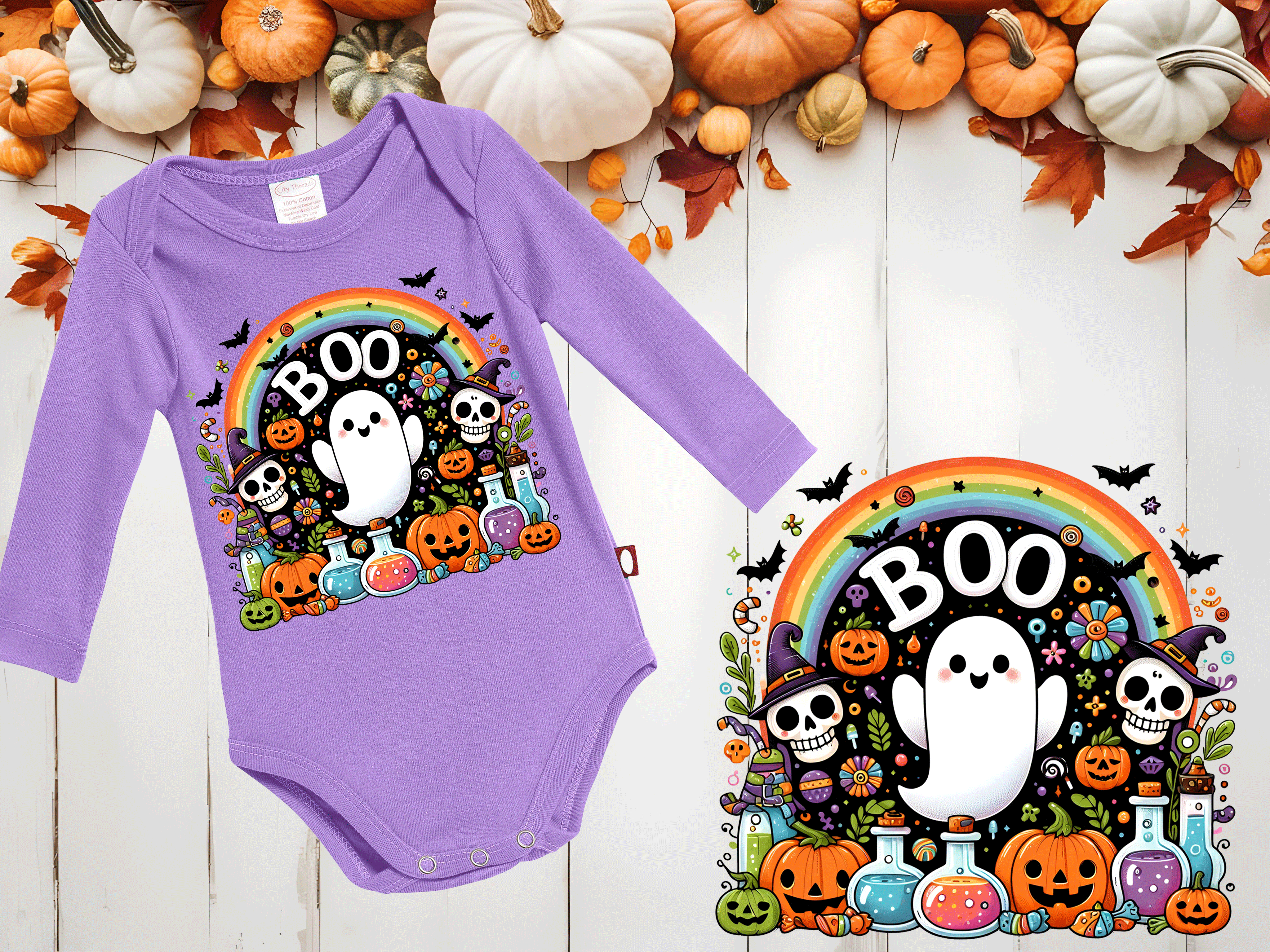 Boo Party HTV Infant Long Sleeve Bodysuits