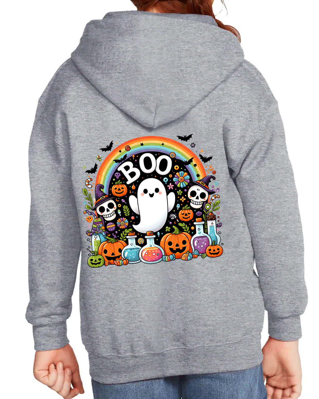 Boo Party Halloween HTV Graphic Youth Full-zip Hoodies