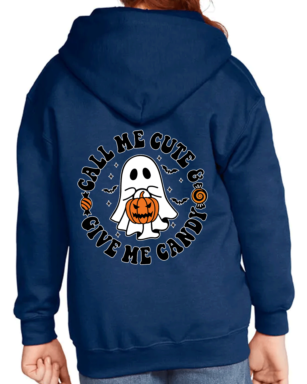 Call Me Cute Halloween HTV Graphic Youth Full-zip Hoodies