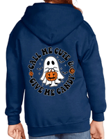 Call Me Cute Halloween HTV Graphic Youth Full-zip Hoodies