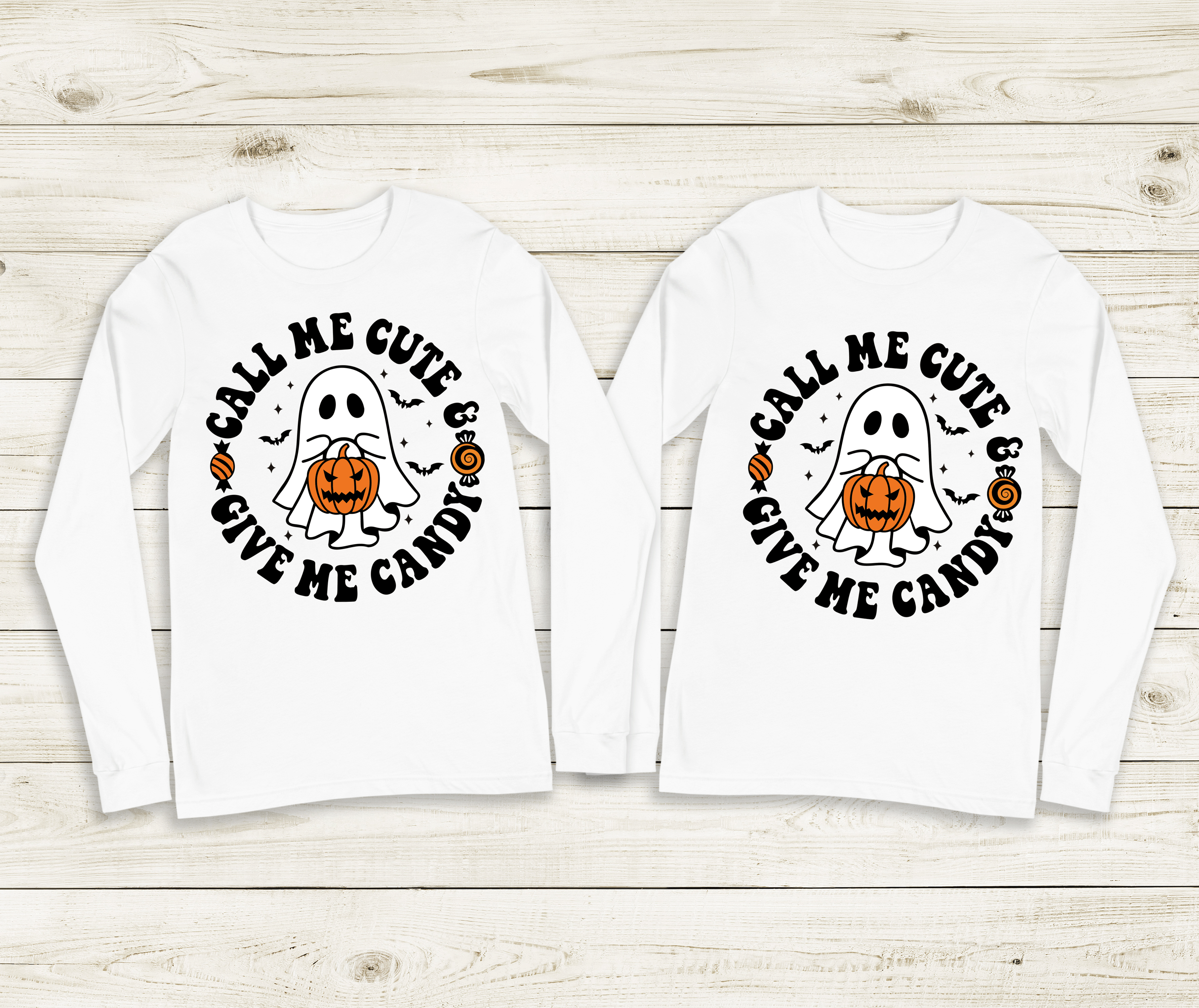 Call Me Cute Halloween Sublimated Graphic Youth Long Sleeve T-shirts