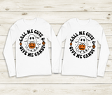 Call Me Cute Halloween Sublimated Graphic Youth Long Sleeve T-shirts