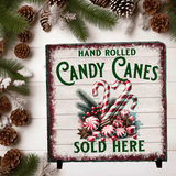 Hand Rolled Candy Canes Christmas Sublimated Square Photo Slates