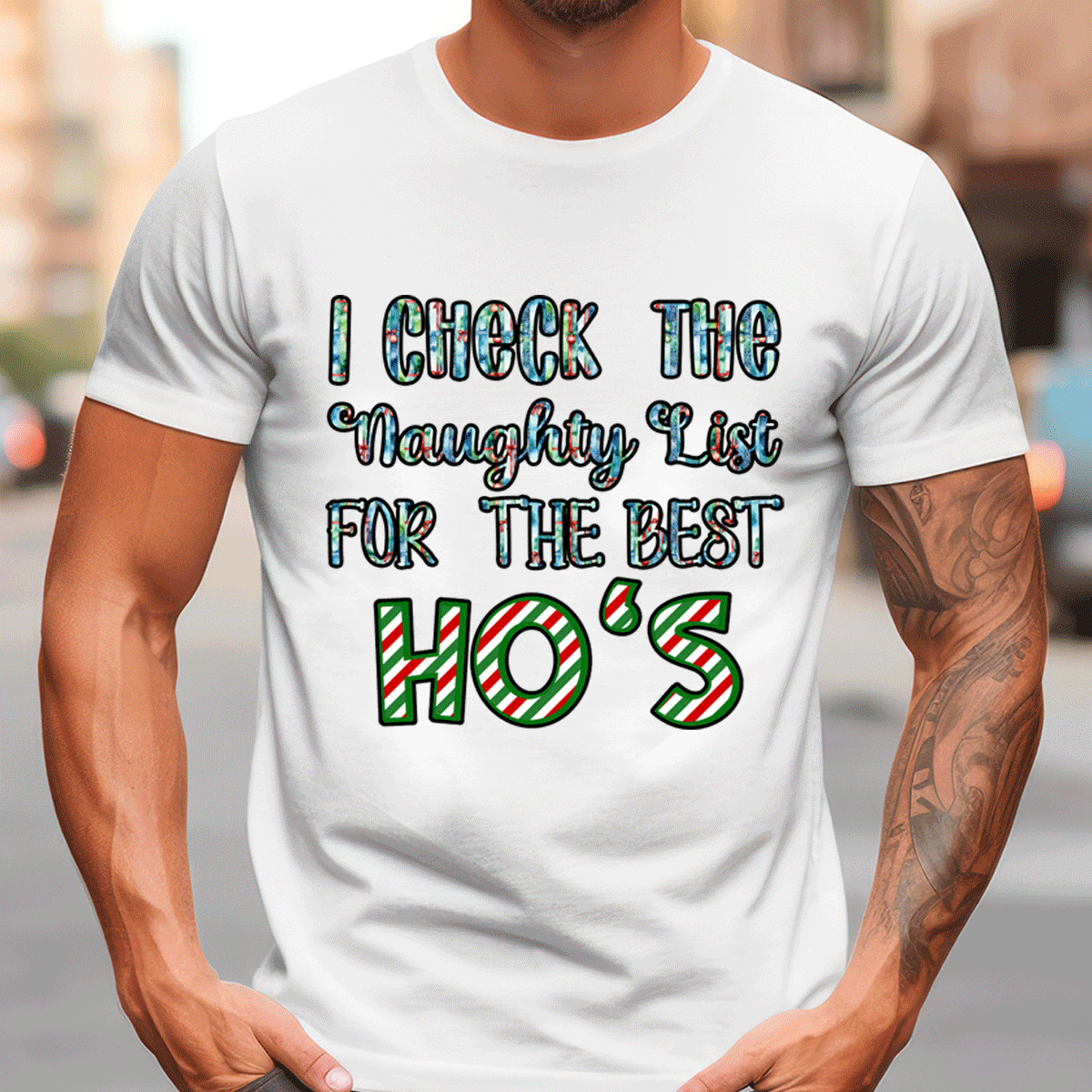 Check Naughty List Sublimated Graphic Unisex T-shirts