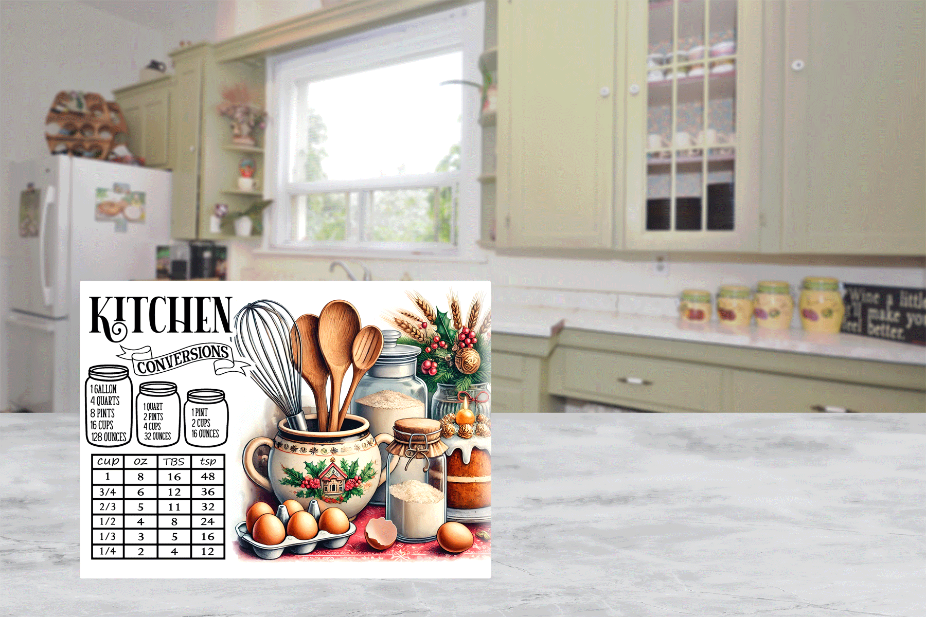Christmas Kitchen Conversions Sublimated Tempered Glass Cutting Boards