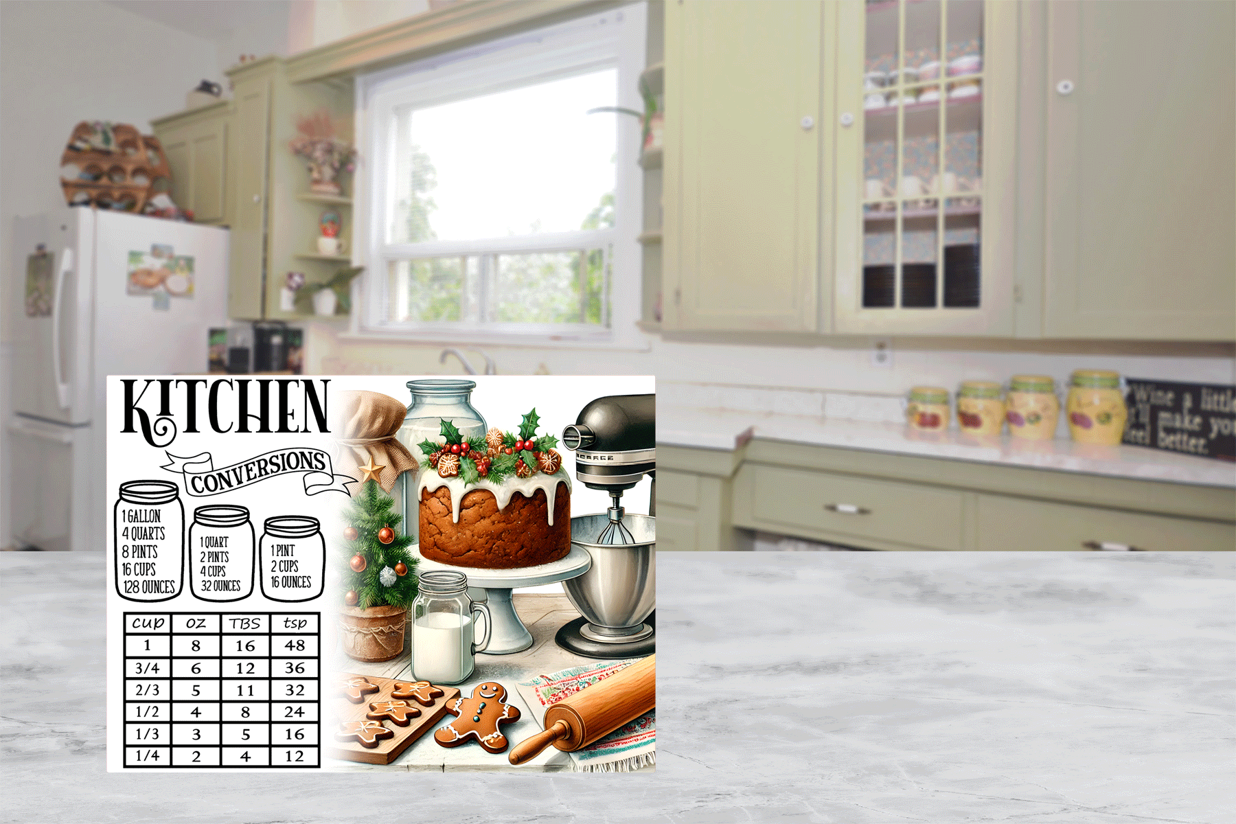 Christmas Kitchen Conversions Sublimated Tempered Glass Cutting Boards