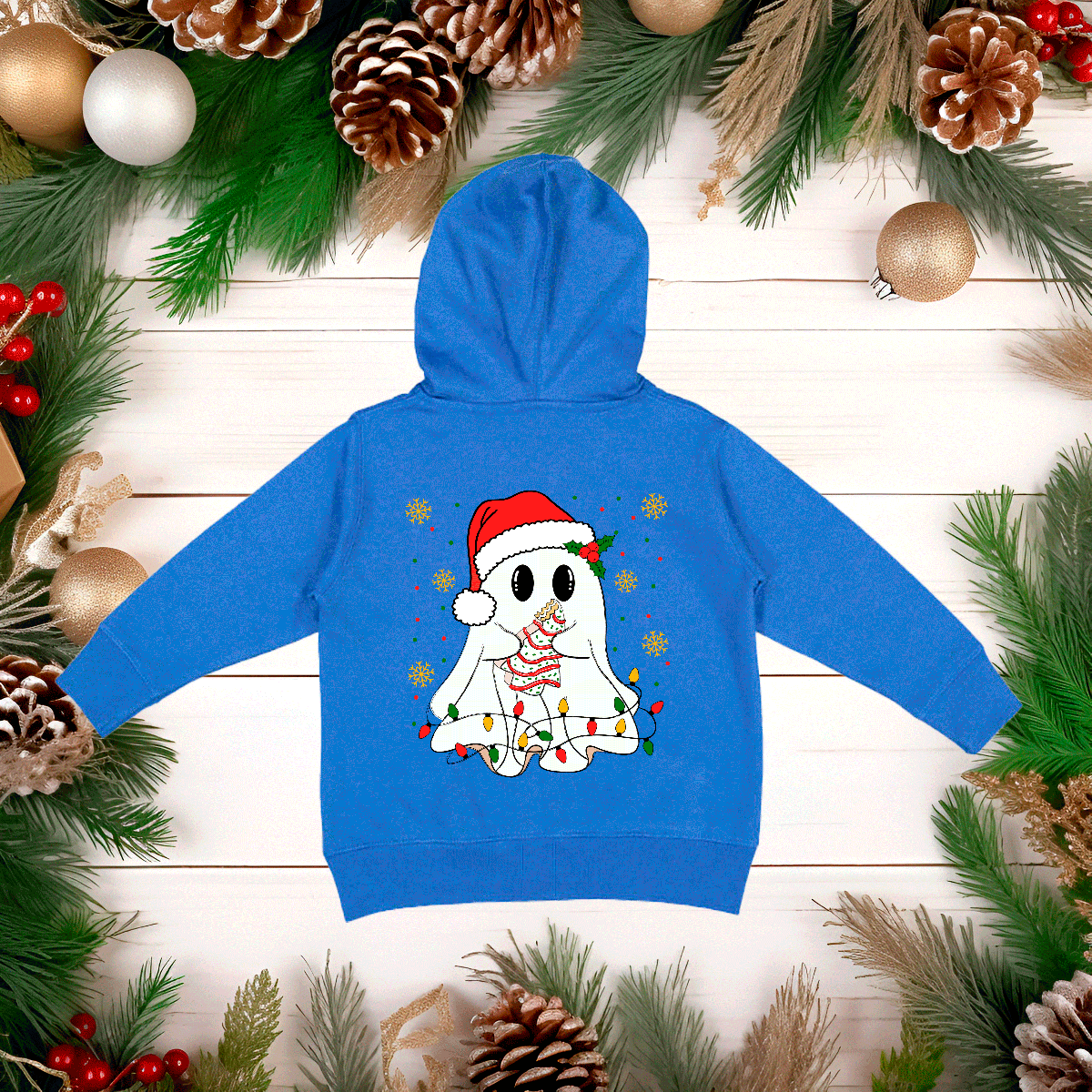 Christmas Ghost HTV Toddler Full Zip Hoodies