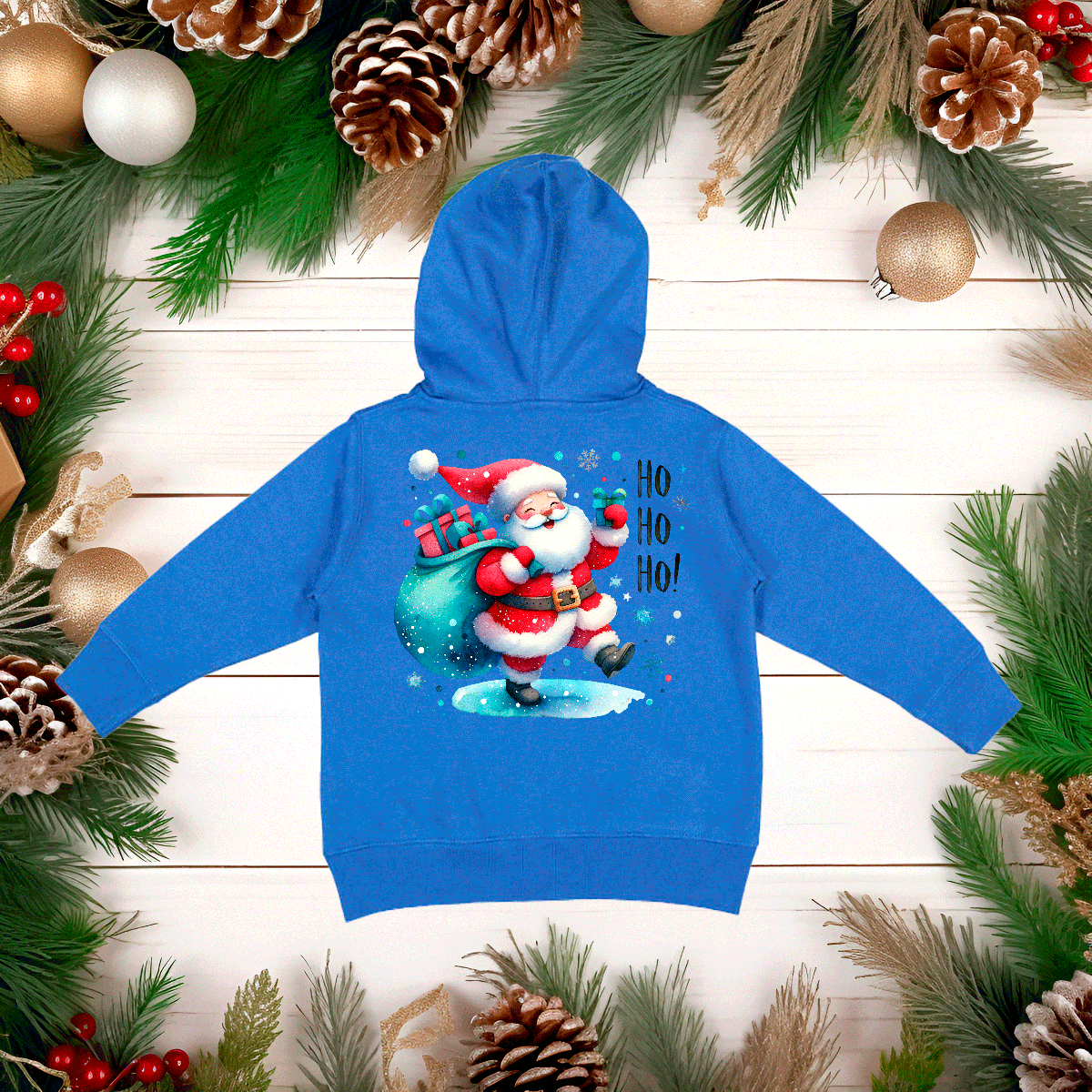 Christmas Santa Ho Ho Ho HTV Toddler Full Zip Hoodies