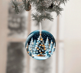 Snowglobe Christmas Set 2 Sublimated Ceramic Ornament 3" Set Of 5