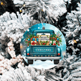 Vintage Christmas Trucks Set 1 Sublimated Ceramic Ornament 3" Set Of 5
