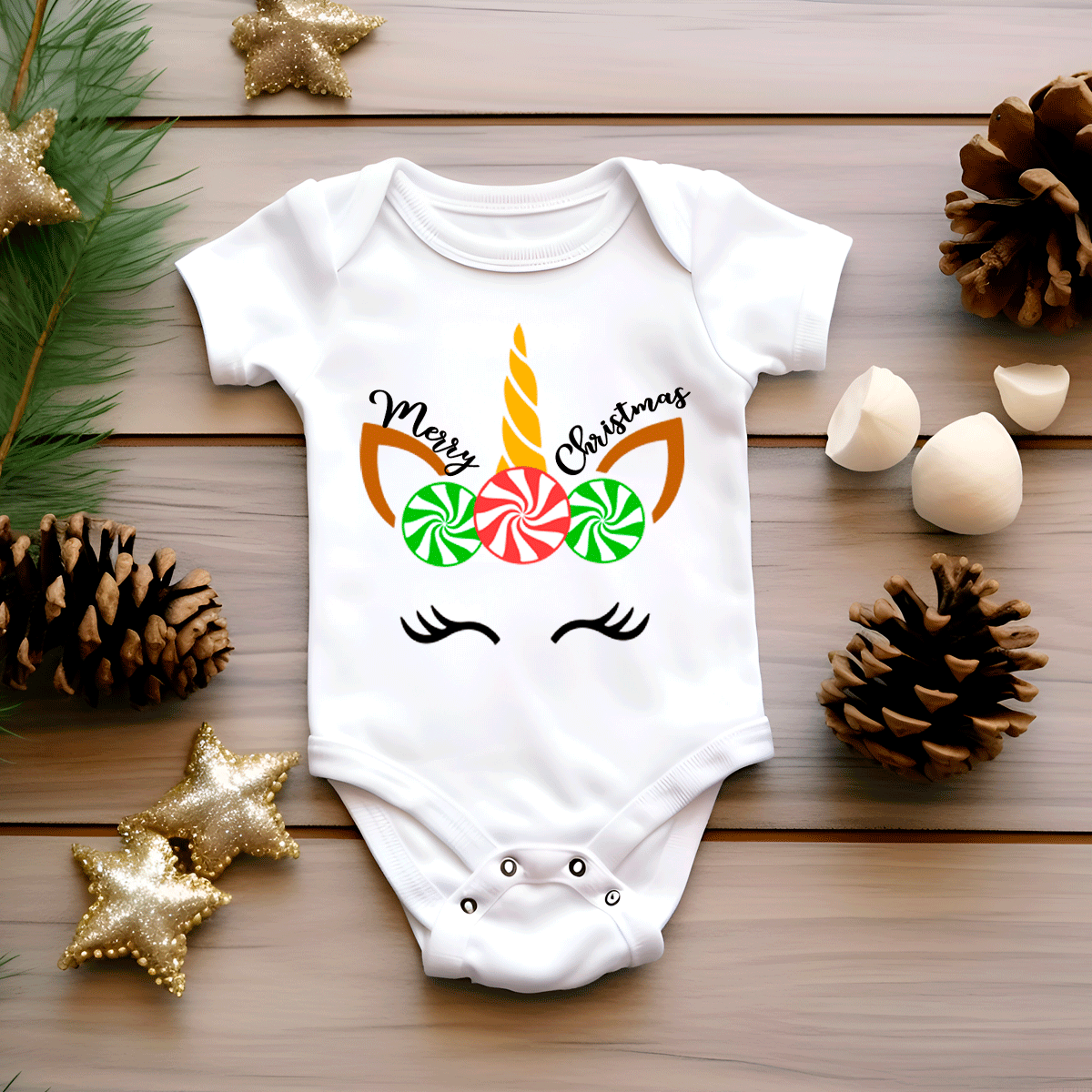 Merry Christmas Unicorn Sublimated Infant Bodysuits