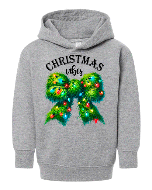Christmas Vibes Bow HTV Toddler Pullover Hoodies
