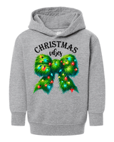 Christmas Vibes Bow HTV Toddler Pullover Hoodies