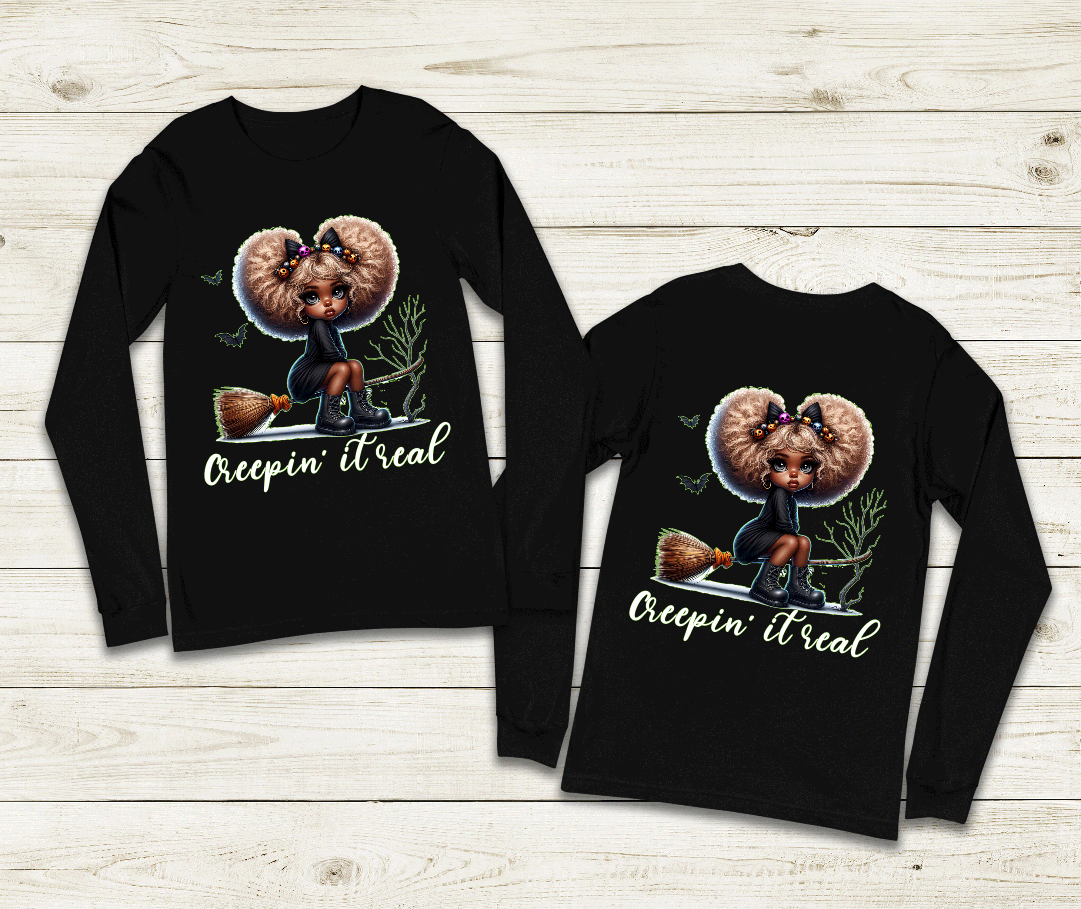 Creepin It Real Halloween HTV Graphic Unisex Youth Long Sleeve T-shirts