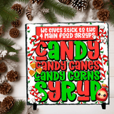 Elf Main Food Groups Christmas Sublimated Square Photo Slates