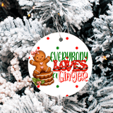 Seasonal Characters Christmas Sublimated Ceramic Ornament 3" Set Of 5