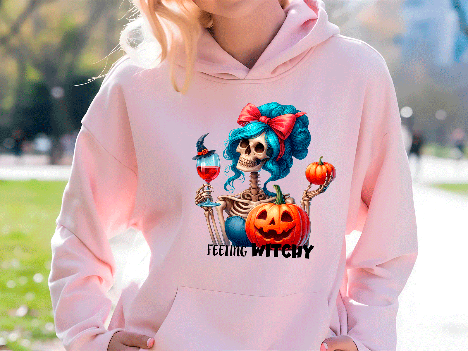 Feeling Witchy Halloween HTV Graphic Ladies Pullover Hoodies