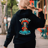 Fierce Catrina Spirit Halloween HTV Graphic Ladies Full Zip Hoodies