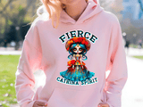 Fierce Catrina Spirit Halloween HTV Graphic Ladies Pullover Hoodies