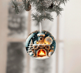 Snowglobe Christmas Set 1 Sublimated Ceramic Ornament 3" Set Of 5