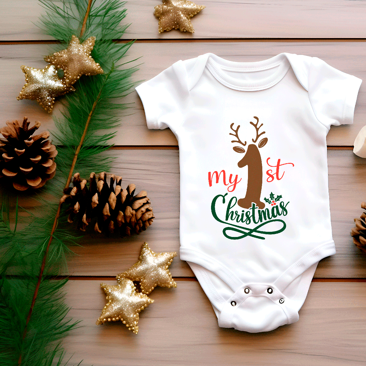 My First Christmas Sublimated Infant Bodysuits