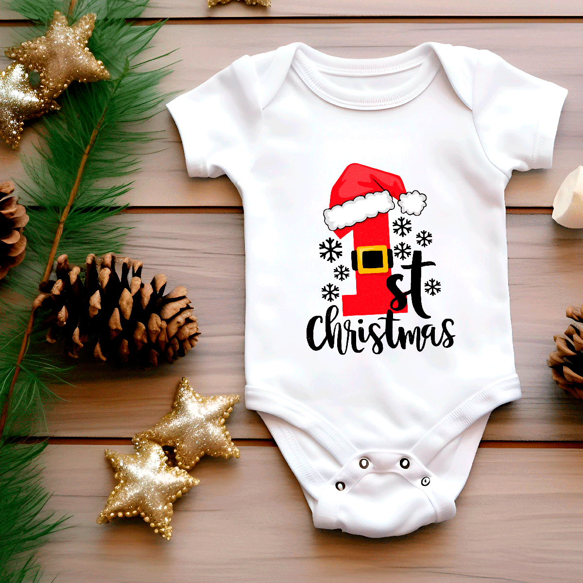 My First Christmas Sublimated Infant Bodysuits