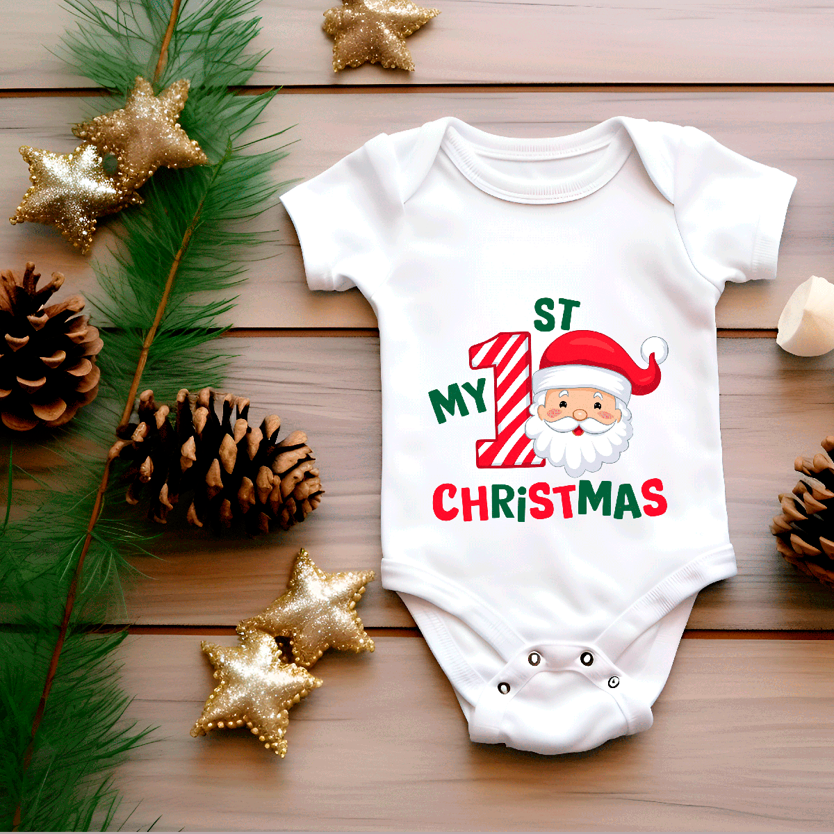 My First Christmas Sublimated Infant Bodysuits