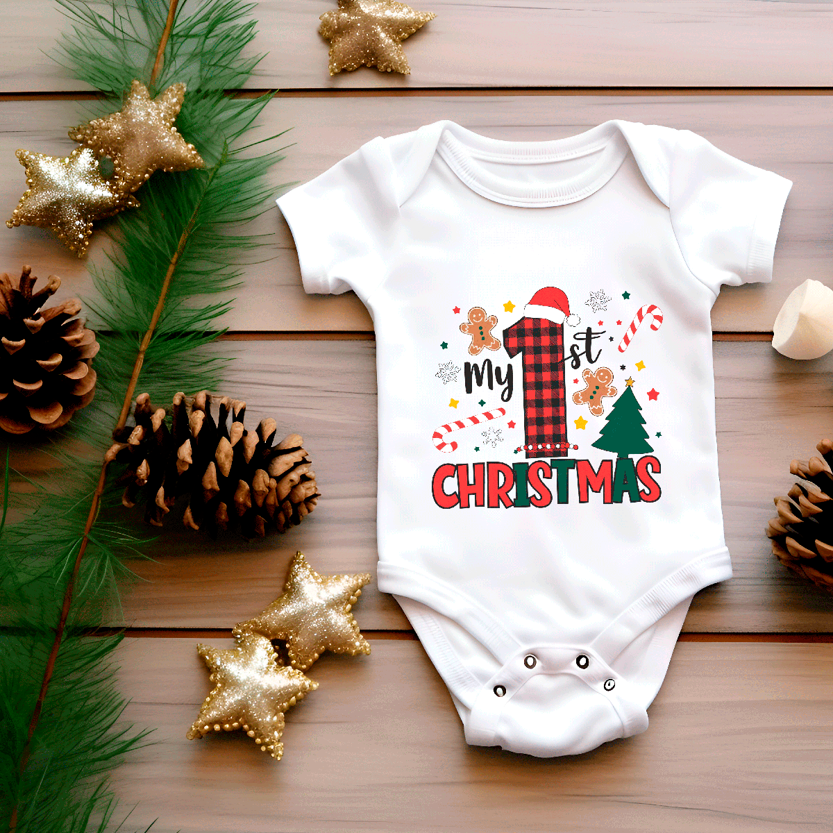 My First Christmas Sublimated Infant Bodysuits