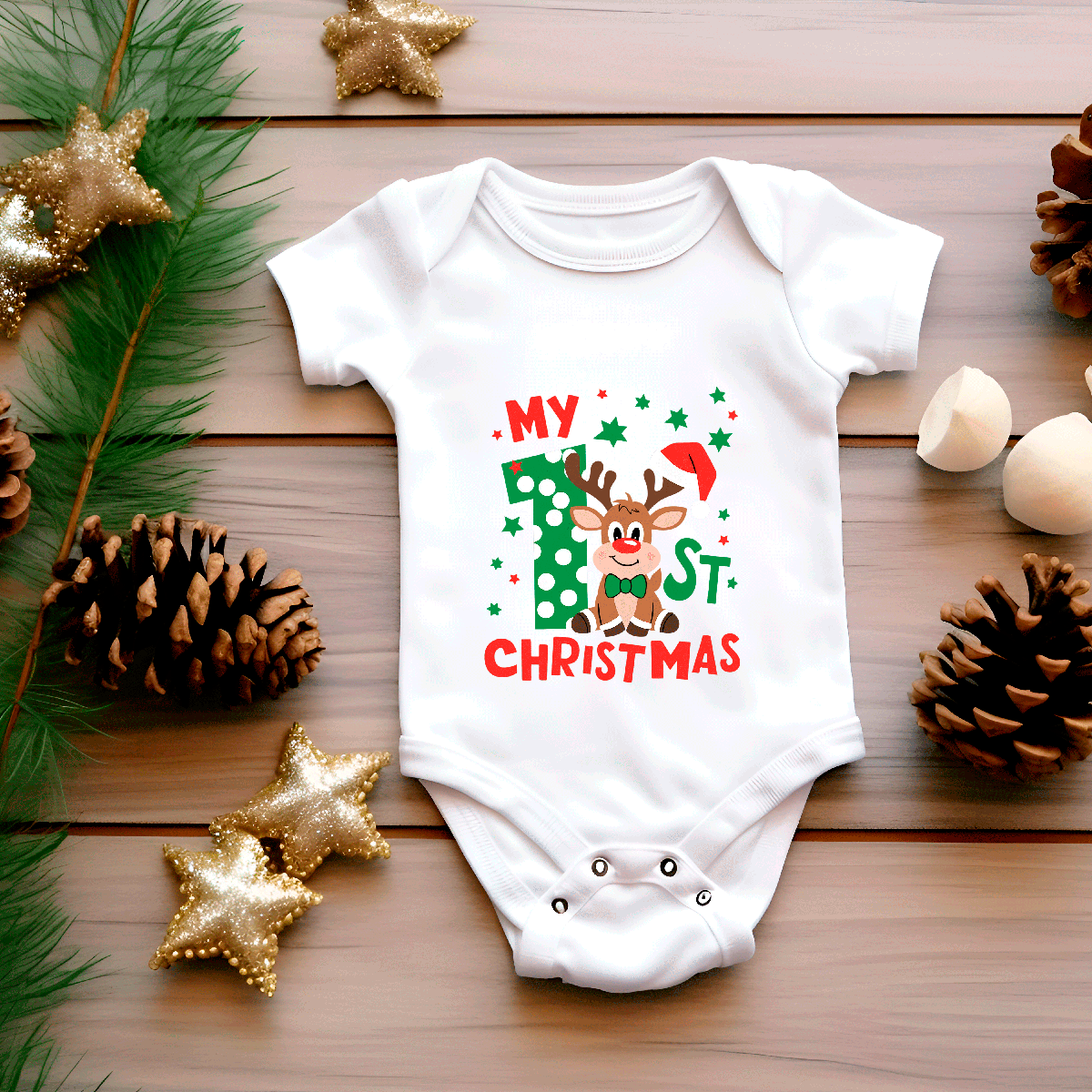 My First Christmas Sublimated Infant Bodysuits
