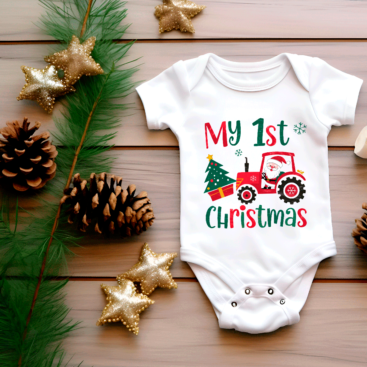 My First Christmas Sublimated Infant Bodysuits