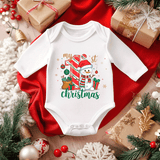 My First Christmas Sublimated Infant Long Sleeve Bodysuits