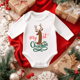 My First Christmas Sublimated Infant Long Sleeve Bodysuits