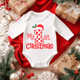 My First Christmas Sublimated Infant Long Sleeve Bodysuits
