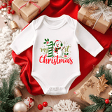 My First Christmas Sublimated Infant Long Sleeve Bodysuits