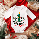 My First Christmas Sublimated Infant Long Sleeve Bodysuits