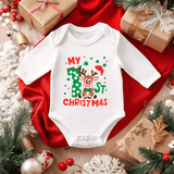 My First Christmas Sublimated Infant Long Sleeve Bodysuits