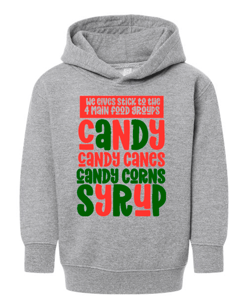 Elves Four Main Food Groups Christmas HTV Toddler Pullover Hoodies