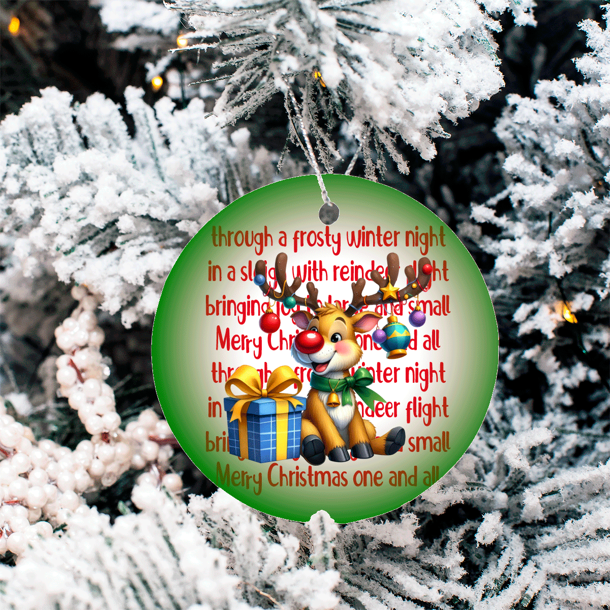 Seasonal Characters Christmas Sublimated Ceramic Ornament 3" Set Of 5