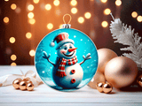 Friendly Frosty Christmas Set 3 Sublimated Ceramic Ornament 3" Set Of 5