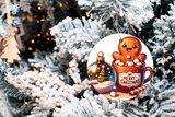 Gingers Love Cocoa Christmas  Sublimated Ceramic Ornament 3" Set Of 6