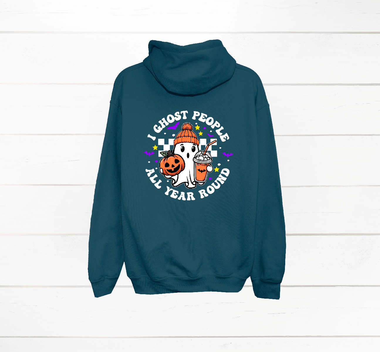Ghost People All Year Halloween HTV Graphic Full Zip Hoodies