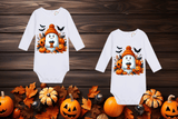 Ghostly Cocoa Haloween Sublimated Infant Long Sleeve Bodysuits